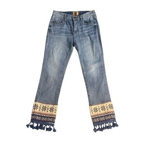 DRIFTWOOD Blue Jeans with Embroidered Fringe